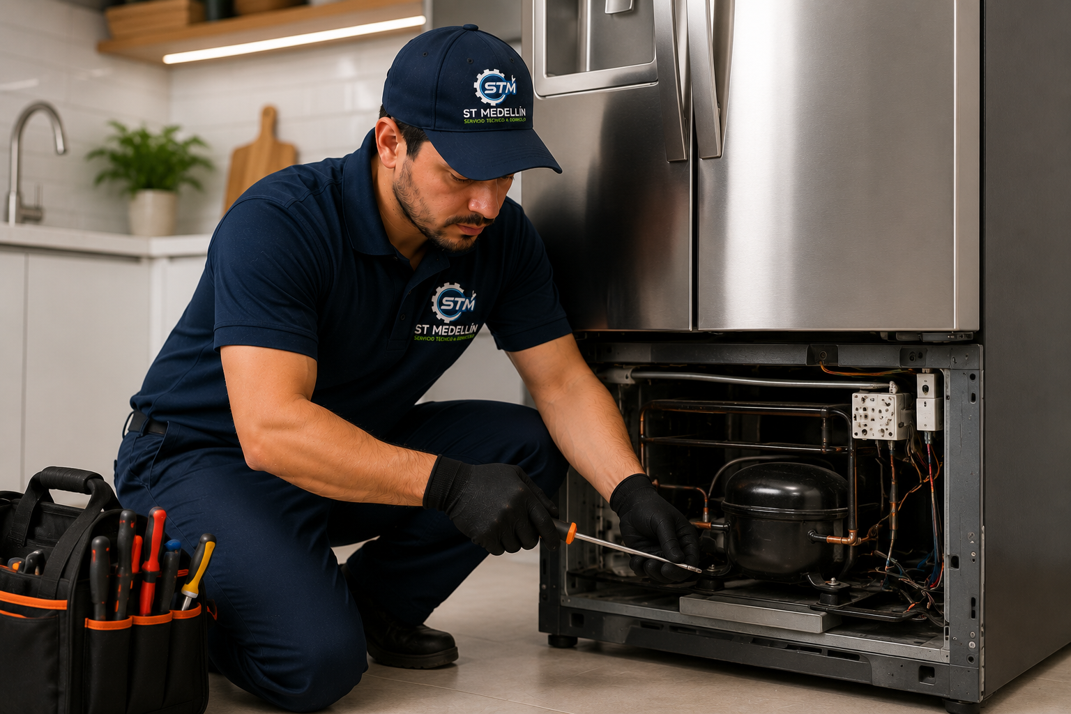 Técnico reparando nevecón a domicilio en Medellín y el Área Metropolitana